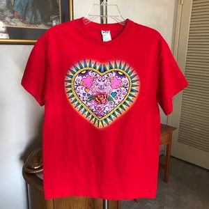 Delta Pro Mens Red & Pink Heart T Shirt SZ L NEW